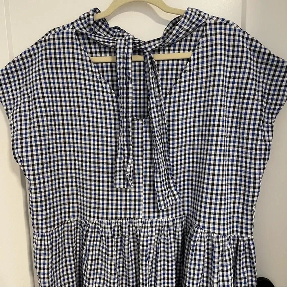 ET TIGRE Jayme Sleeveless Dress in gingham blue white and black - Picture 12 of 14